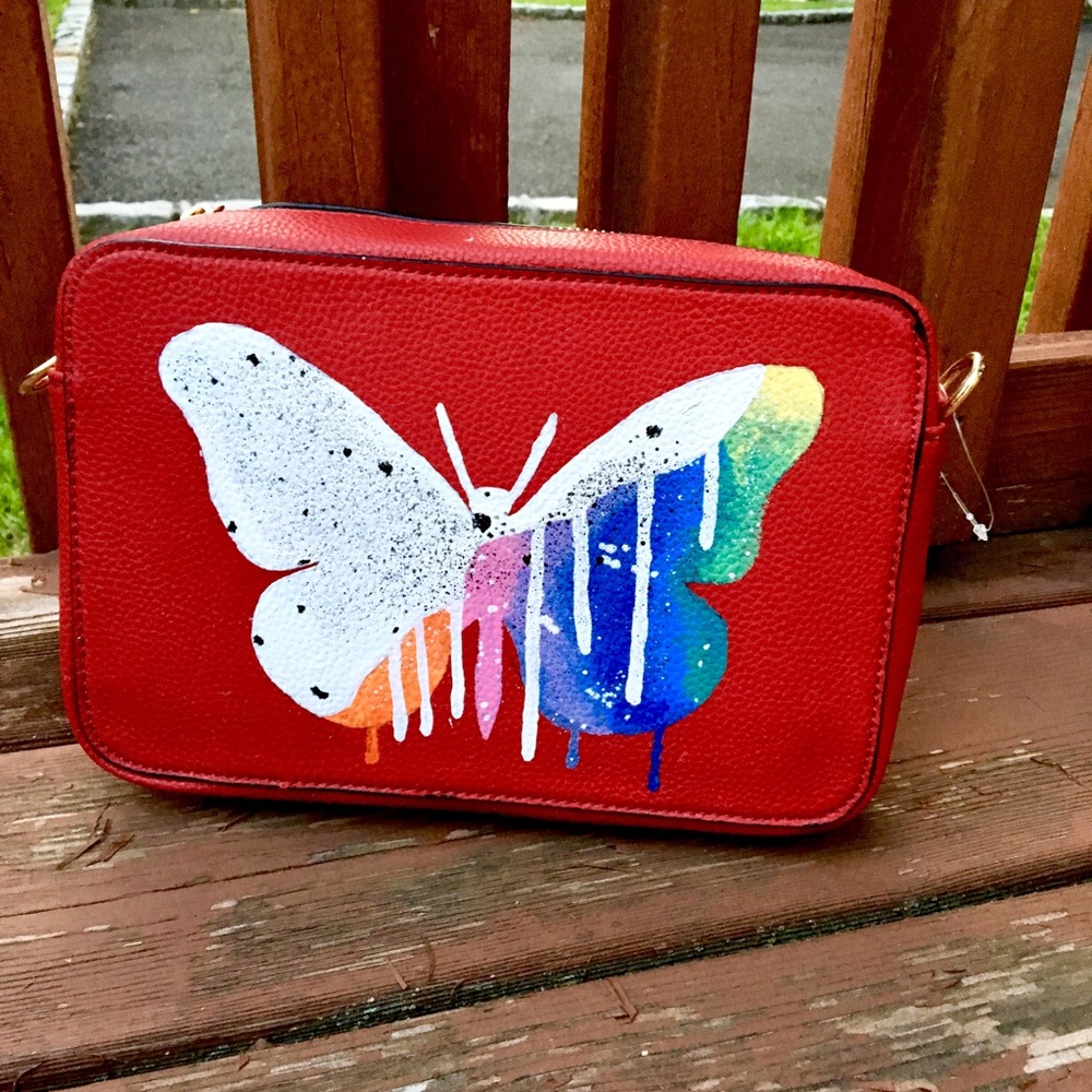 Bag with hand painted butterfly